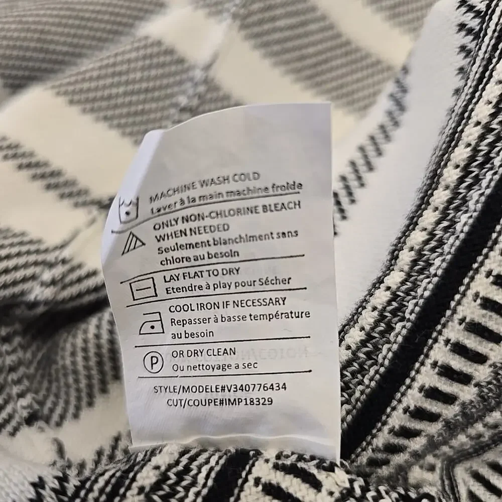 Vince Oversized Duster Cardigan S Black White Mixed Stripe Cotton Knit Kimono
